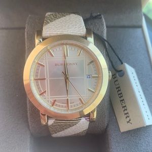 Burberry Women Luxury Gold Check Watch BU1398